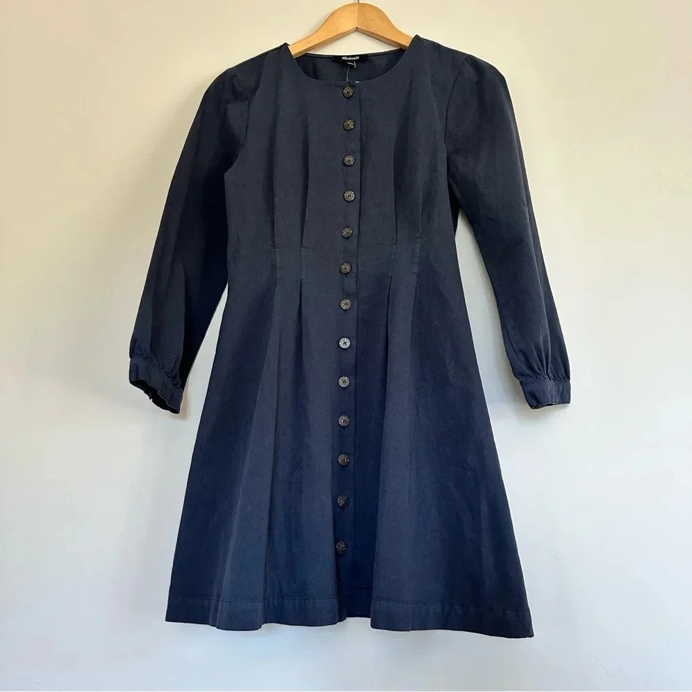 Madewell NWT Responsible long sleeve button front mini dress Size: 0 - Picture 5 of 8